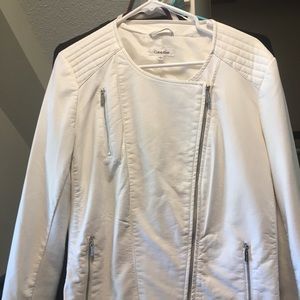 White leather Calvin Klein jacket